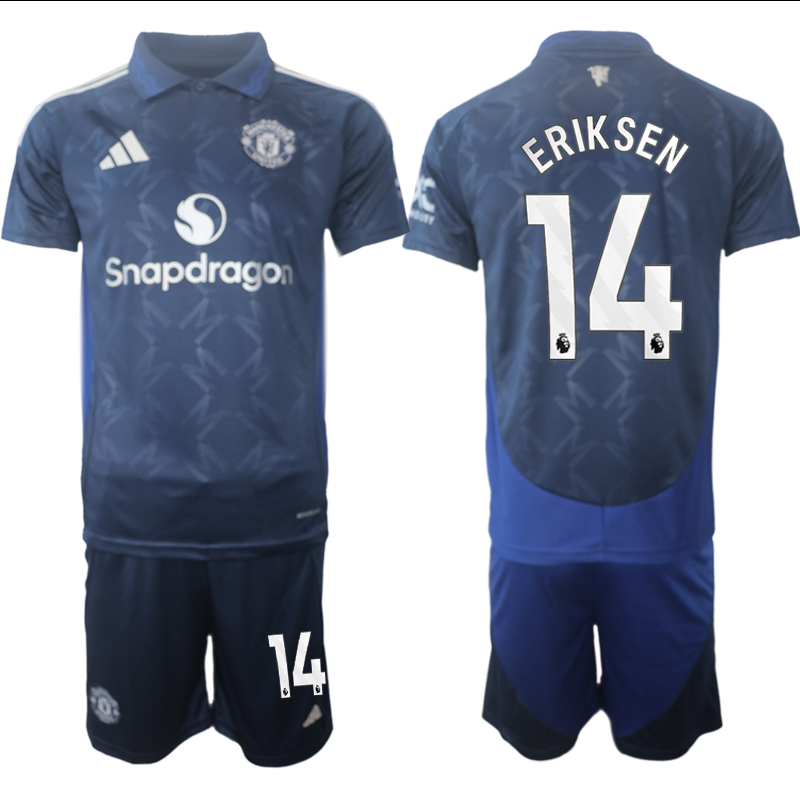 Men 2024-2025 Club Manchester United away blue #14 Soccer Jersey